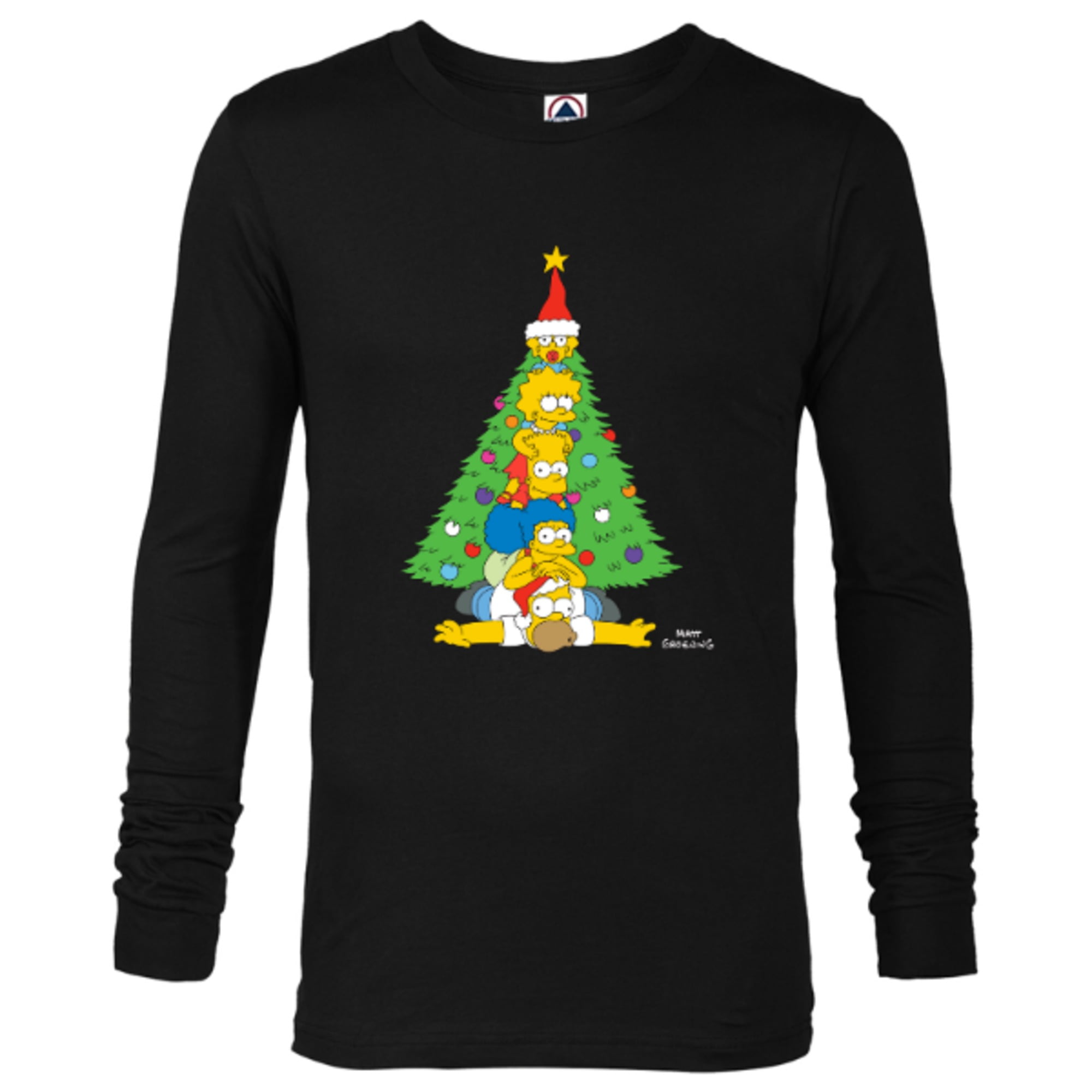 The Simpsons Men - – Customized-Black Sleeve Tree Long Family T-Shirt Christmas for Holiday