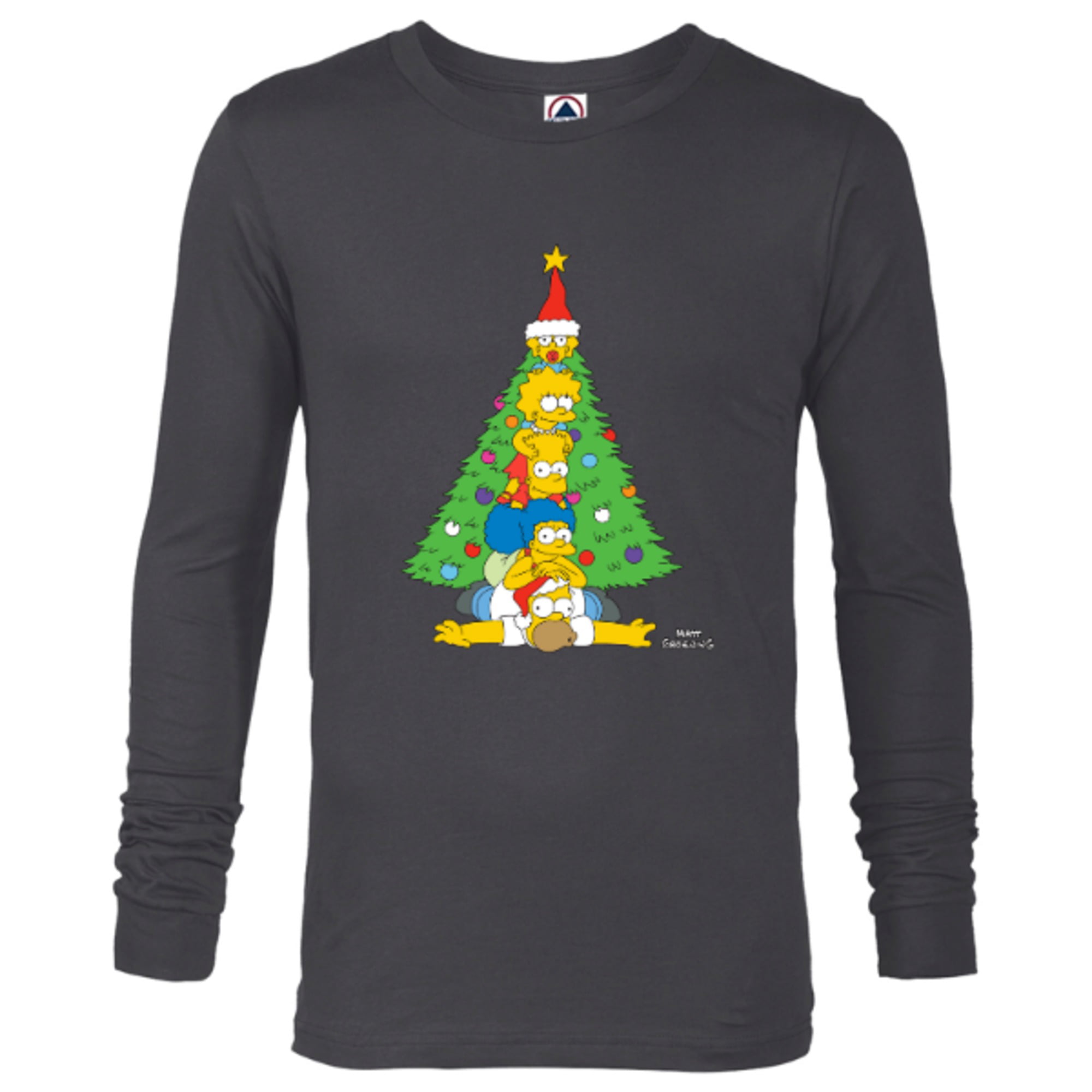 The Simpsons Family Christmas Tree Holiday - Long Sleeve T-Shirt for Men –  Customized-New Red | T-Shirts