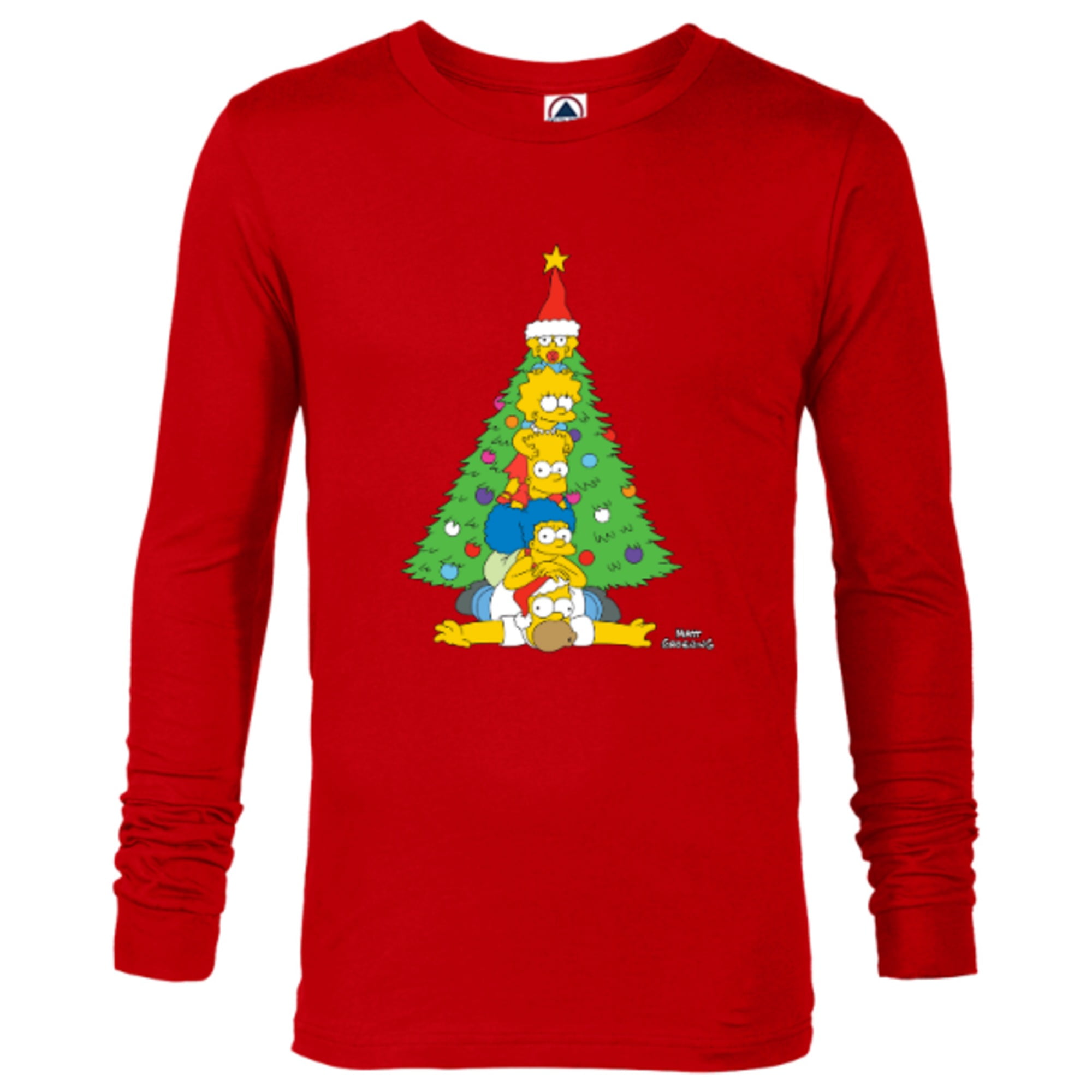 Red – The T-Shirt Family Simpsons Long Men Tree - Customized-New Holiday Sleeve for Christmas