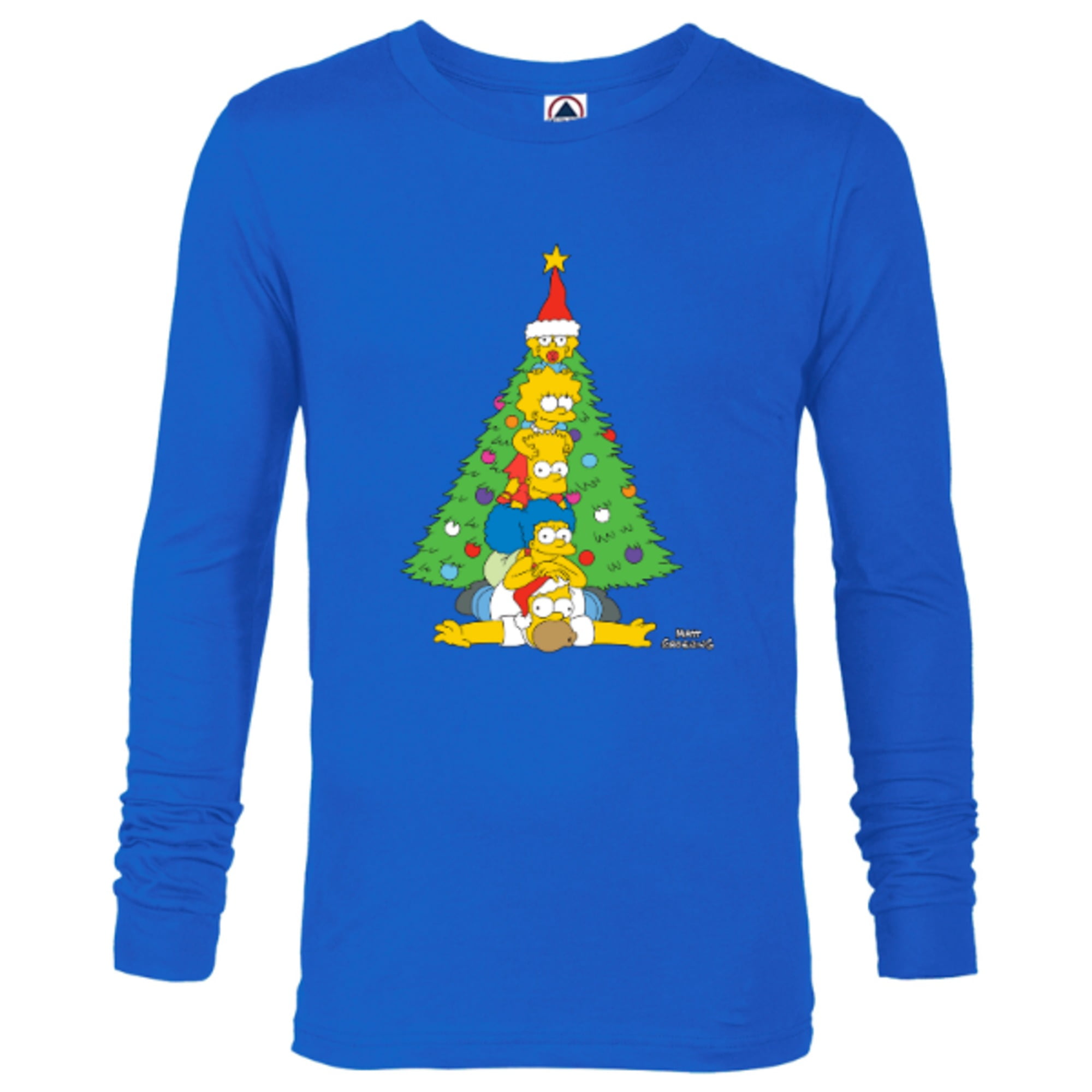 The Simpsons Family Christmas Men Holiday Sleeve for – Red T-Shirt Long - Customized-New Tree