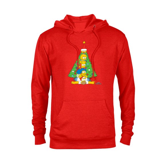 The Simpsons Family Christmas Tree Holiday - Pullover Hoodie for Adults – Customized-Red Heather