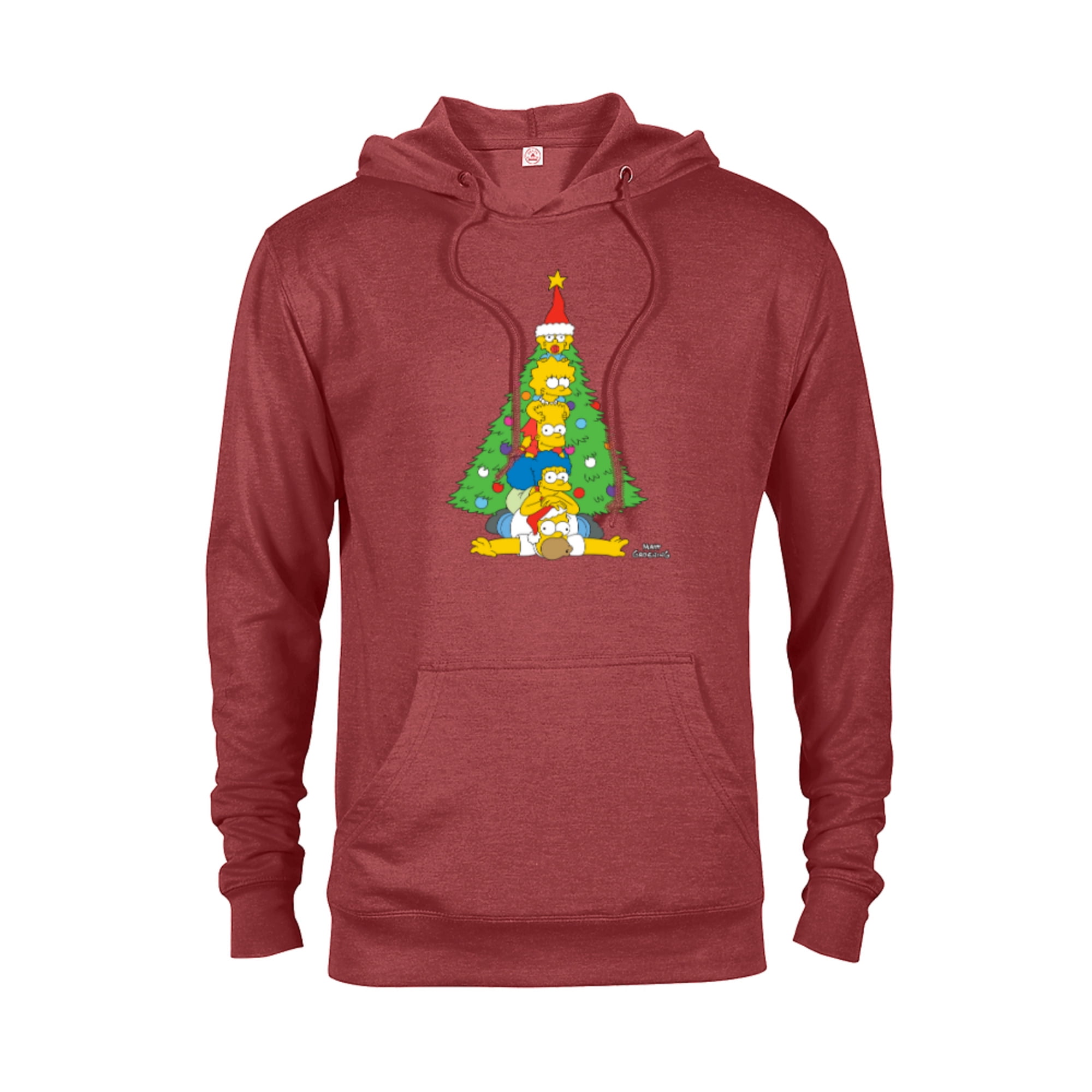 The Simpsons Family Christmas Tree Holiday - Pullover Hoodie for Adults –  Customized-Red Heather