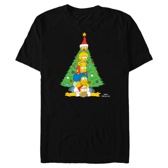 The Simpsons Family Christmas Tree Holiday - Short Sleeve Blended T-Shirt for Adults – Customized-Black