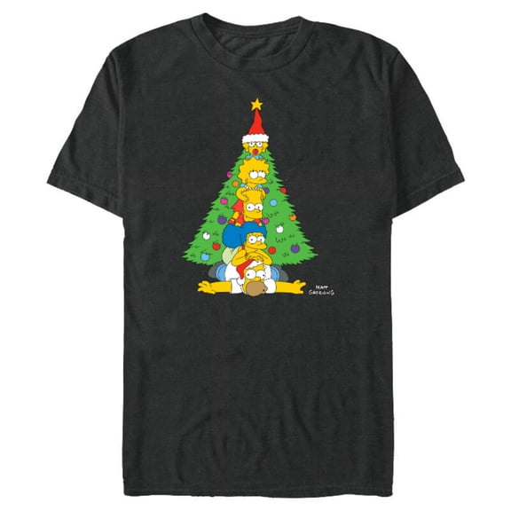 The Simpsons Family Christmas Tree Holiday - Short Sleeve Blended T-Shirt for Adults – Customized-Dark Heather