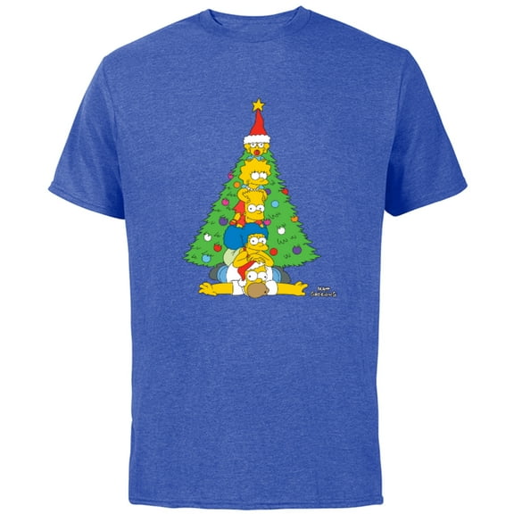 The Simpsons Family Christmas Tree Holiday - Short Sleeve Cotton T-Shirt for Adults - Customized-Royal Heather