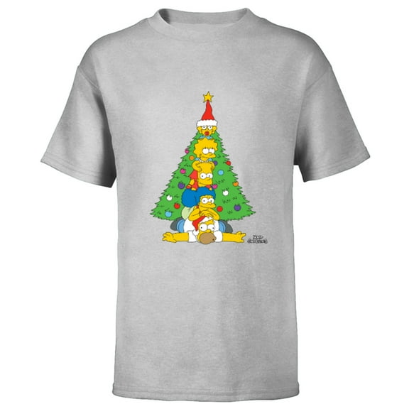 The Simpsons Family Christmas Tree Holiday - Short Sleeve T-Shirt for Kids – Customized-Athletic Heather