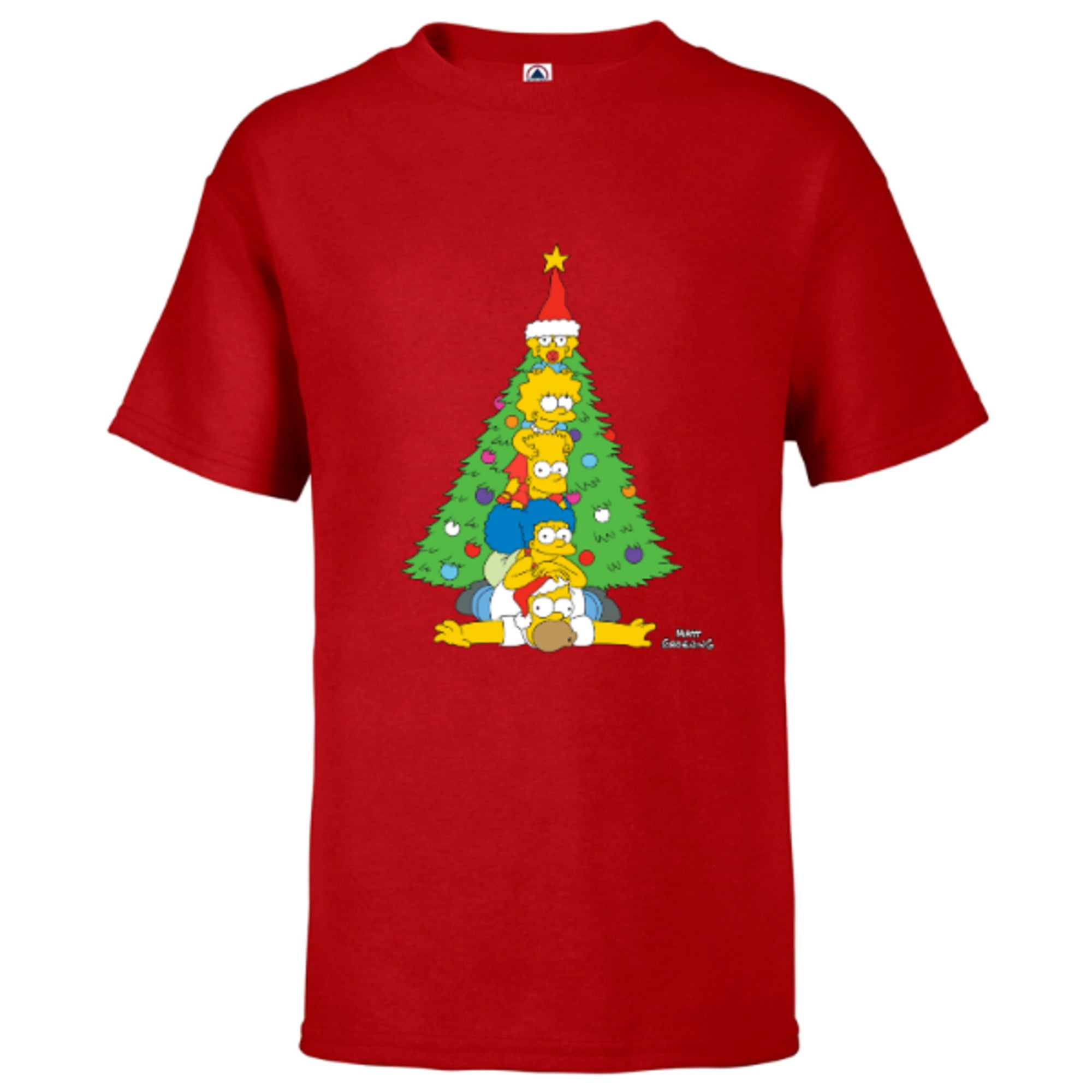The Simpsons Family Kids – Christmas Sleeve Short for T-Shirt Customized-Soft Holiday Tree Pink 