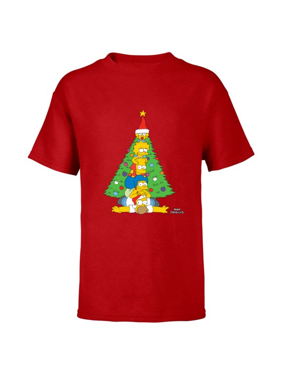 Family Christmas Tree Holiday - Short Sleeve T-Shirt for Kids – Customized-Red
