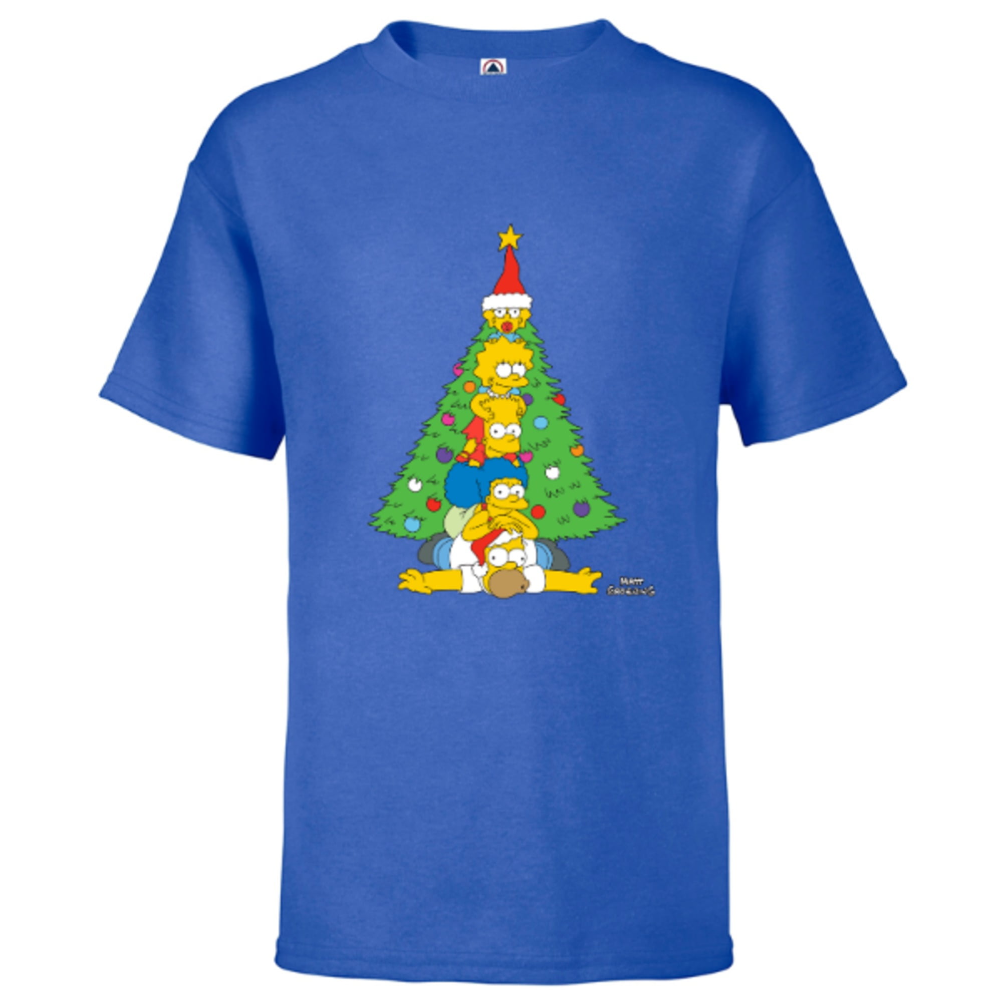 The Simpsons Family Christmas Tree Holiday - Short Sleeve T-Shirt for Kids  – Customized-Red | T-Shirts