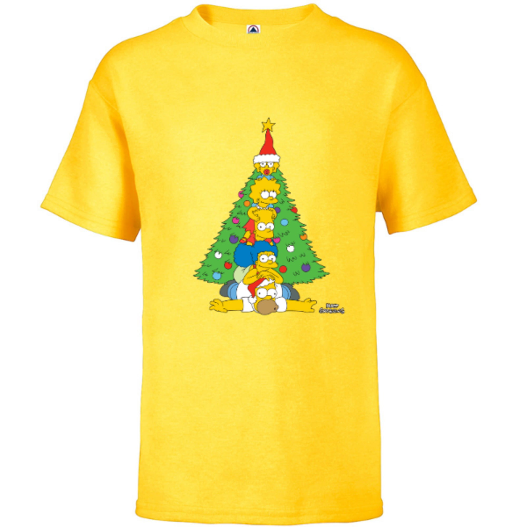 Simpsons The – Christmas Tree - Family for Short Kids Holiday Customized-Red T-Shirt Sleeve