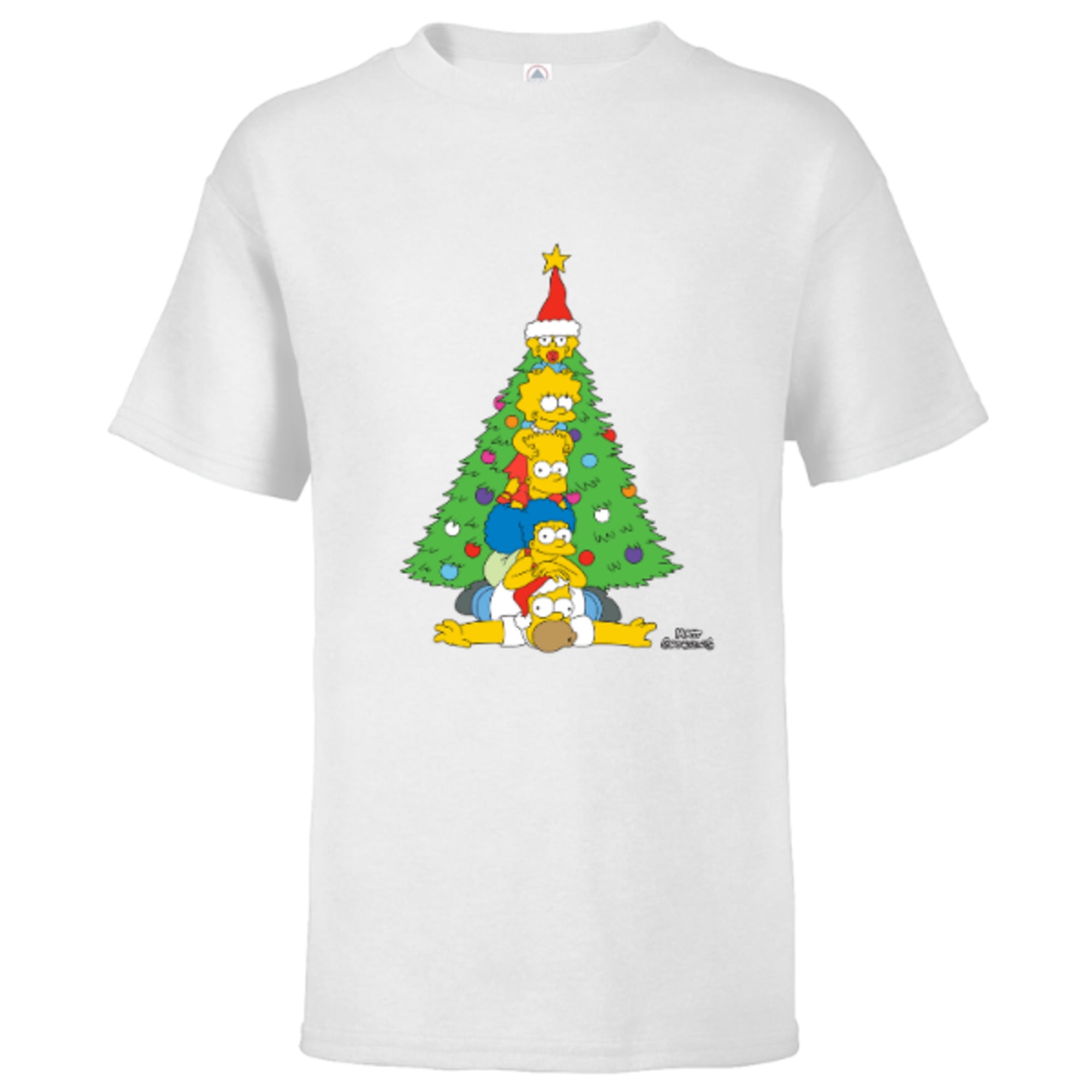 Tree for – Short T-Shirt Pink Customized-Soft Christmas Simpsons Sleeve The Family Kids - Holiday