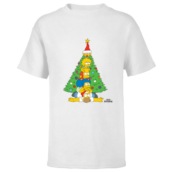The Simpsons Family Christmas Tree Holiday - Short Sleeve T-Shirt for Kids – Customized-White