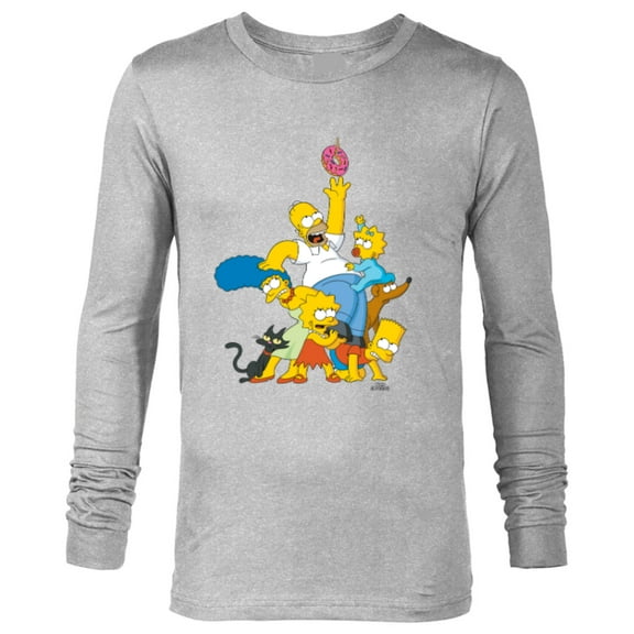 The Simpsons Family Donut Reach - Long Sleeve T-Shirt for Men - Customized-Athletic Heather