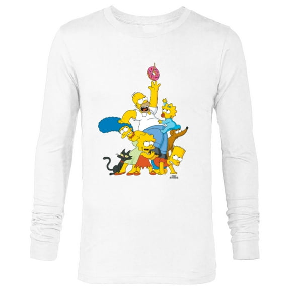 The Simpsons Family Donut Reach - Long Sleeve T-Shirt for Men - Customized-White