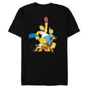The Simpsons Family Donut Reach - Short Sleeve Blended T-Shirt for Adults - Customized-Black