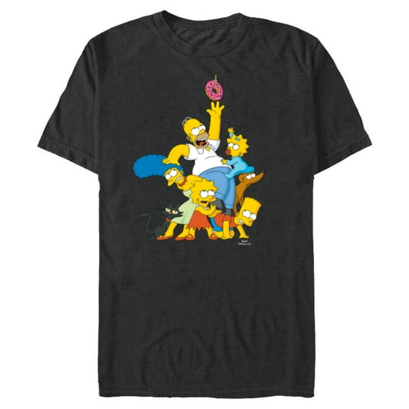 The Simpsons Family Donut Reach - Short Sleeve Blended T-Shirt for Adults - Customized-Dark Heather
