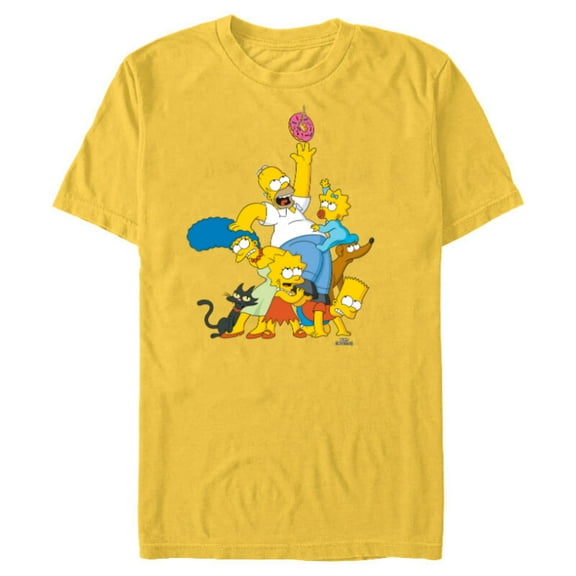 The Simpsons Family Donut Reach - Short Sleeve Blended T-Shirt for Adults - Customized-Yellow