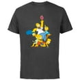 thumbnail image 1 of The Simpsons Family Donut Reach - Short Sleeve Cotton T-Shirt for Adults - Customized-Charcoal, 1 of 5