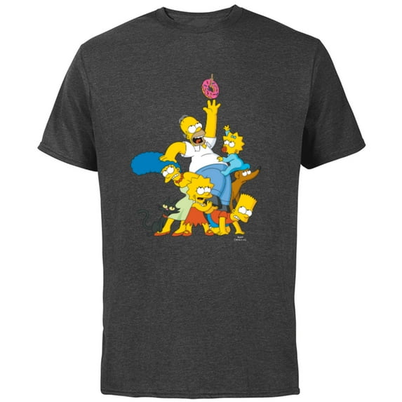 The Simpsons Family Donut Reach - Short Sleeve Cotton T-Shirt for Adults - Customized-Charcoal