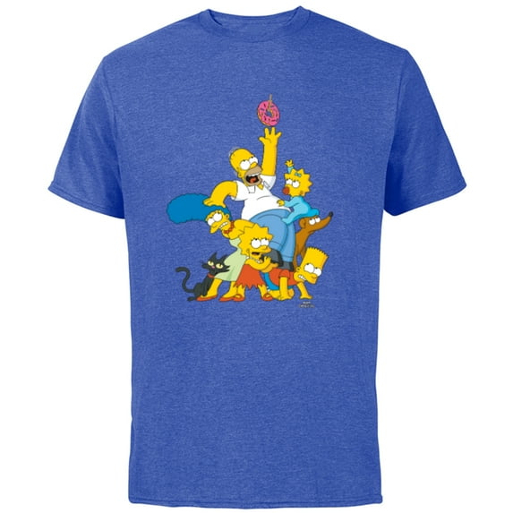 The Simpsons Family Donut Reach - Short Sleeve Cotton T-Shirt for Adults - Customized-Royal Heather