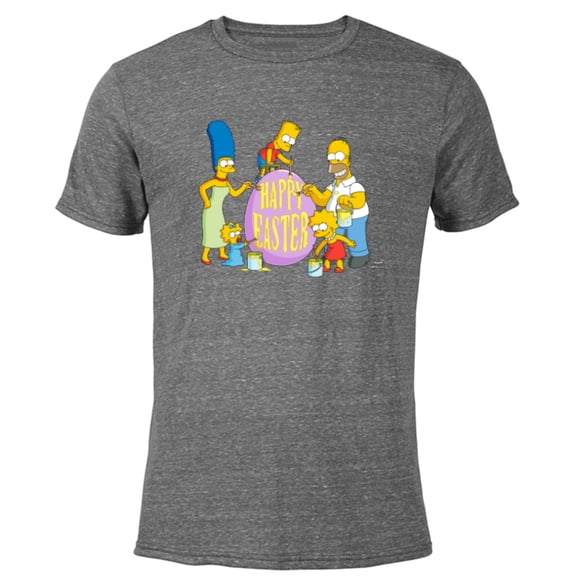 The Simpsons Family Happy Easter - Short Sleeve Blended T-Shirt for Adults - Customized-Dark Heather
