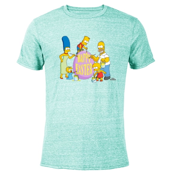 The Simpsons Family Happy Easter - Short Sleeve Blended T-Shirt for Adults - Customized-Ocean Blue