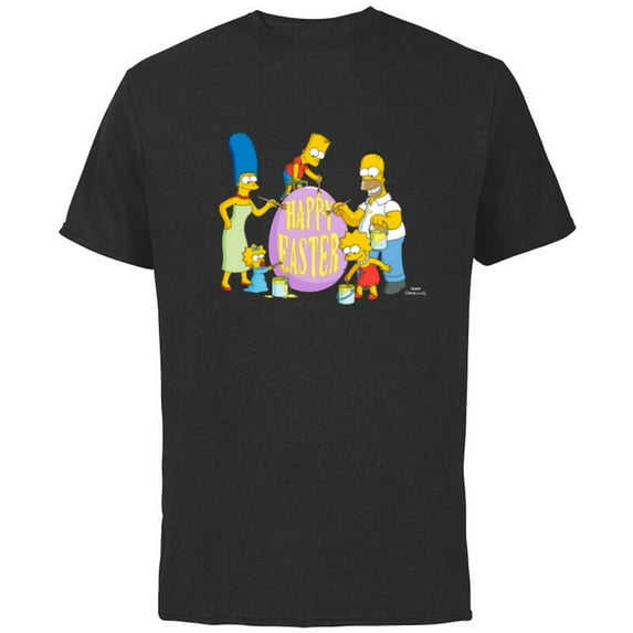 The Simpsons Family Happy Easter - Short Sleeve Cotton T-Shirt for Adults - Customized-Black