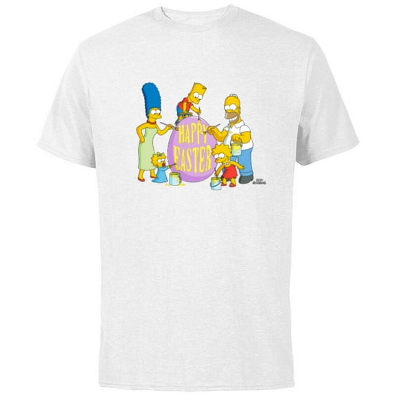 The Simpsons Family Happy Easter - Short Sleeve Cotton T-Shirt for Adults - Customized-White