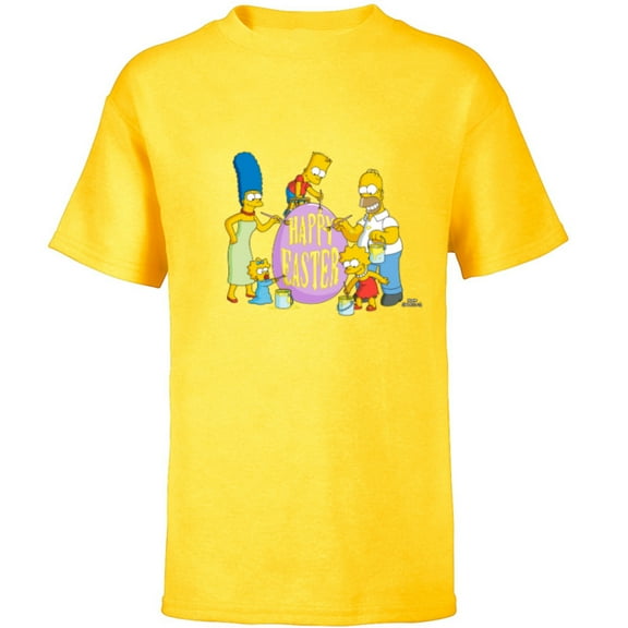 The Simpsons Family Happy Easter - Short Sleeve T-Shirt for Kids - Customized-Yellow