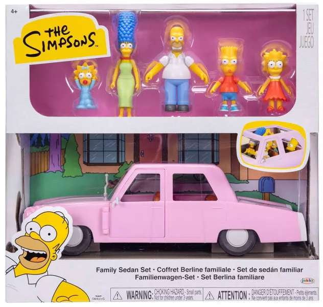 The Simpsons Family Sedan Playset with 5 Character Figures, 2.5-Inch Scale, Poseable Action Figure Set