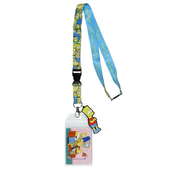 The Simpsons Family Time Breakaway Reversible Lanyard For Keys Keychain ID Badge with Bart Simpson Rubber Pendant