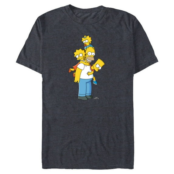 The Simpsons Homer Lisa Bart and Maggie Play - Short Sleeve Blended T-Shirt for Adults - Customized-Navy Heather