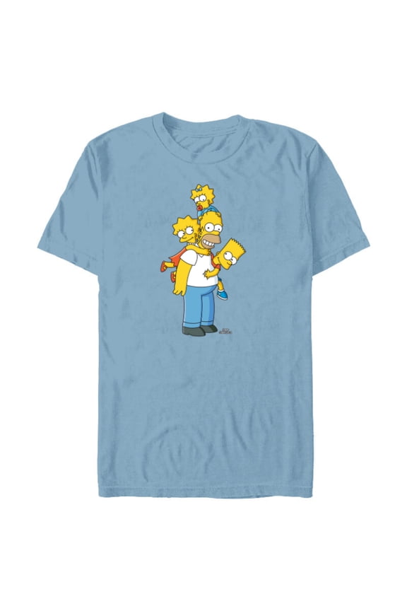 Homer Lisa Bart and Maggie Play - Short Sleeve Blended T-Shirt for Adults - Customized-Ocean Blue