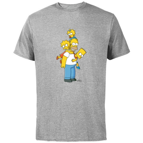 The Simpsons Homer Lisa Bart and Maggie Play - Short Sleeve Cotton T-Shirt for Adults - Customized-Athletic Heather