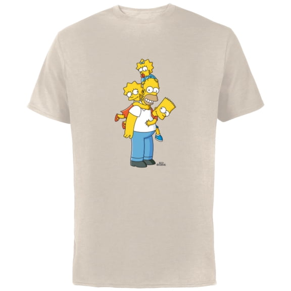 The Simpsons Homer Lisa Bart and Maggie Play - Short Sleeve Cotton T-Shirt for Adults - Customized-Natural