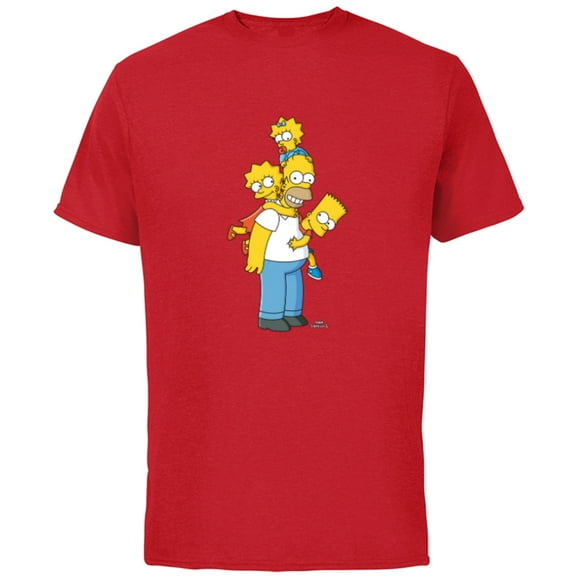 The Simpsons Homer Lisa Bart and Maggie Play - Short Sleeve Cotton T-Shirt for Adults - Customized-Red