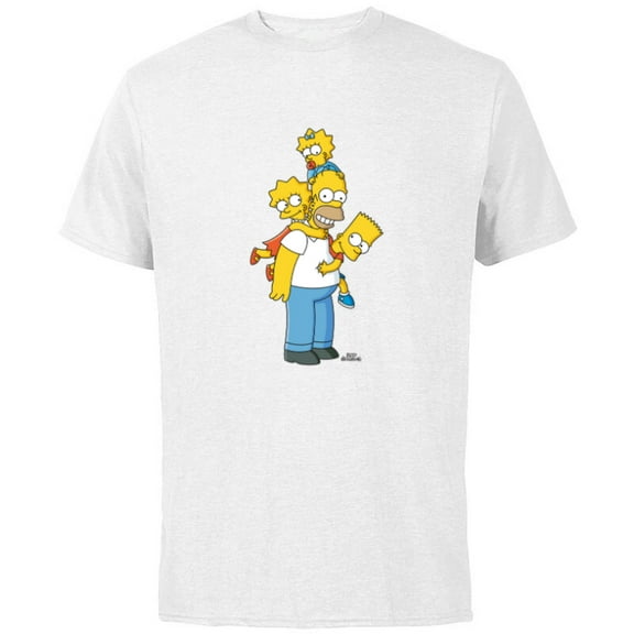 The Simpsons Homer Lisa Bart and Maggie Play - Short Sleeve Cotton T-Shirt for Adults - Customized-White