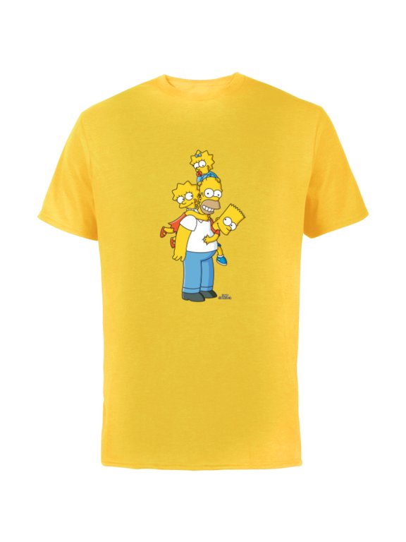Homer Lisa Bart and Maggie Play - Short Sleeve Cotton T-Shirt for Adults - Customized-Yellow