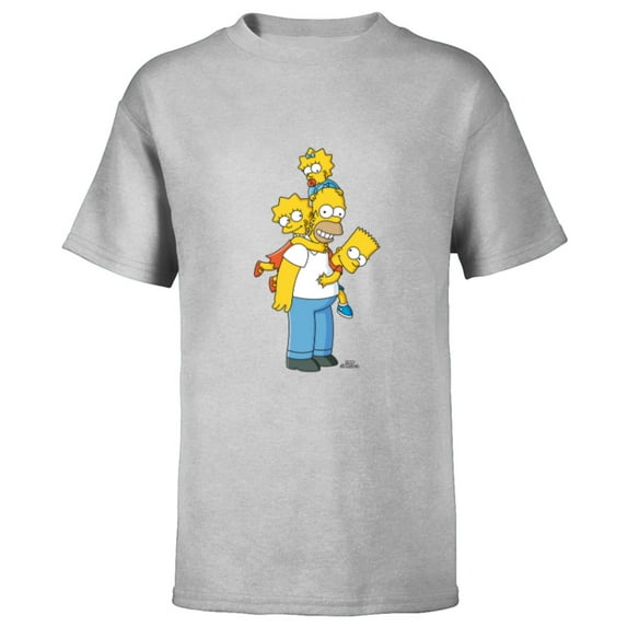 The Simpsons Homer Lisa Bart and Maggie Play - Short Sleeve T-Shirt for Kids - Customized-Athletic Heather