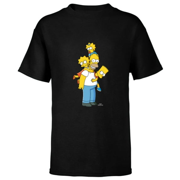 The Simpsons Homer Lisa Bart and Maggie Play - Short Sleeve T-Shirt for Kids - Customized-Black