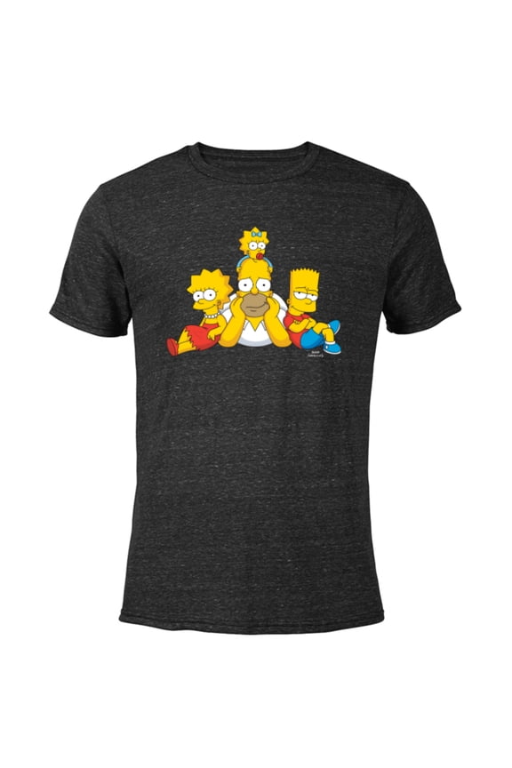 Homer Lisa Bart and Maggie Portrait - Short Sleeve Blended T-Shirt for Adults - Customized-Black
