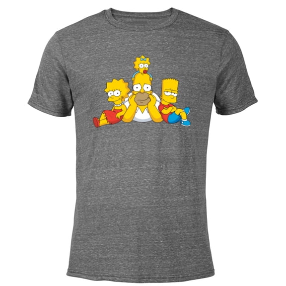 The Simpsons Homer Lisa Bart and Maggie Portrait - Short Sleeve Blended T-Shirt for Adults - Customized-Dark Heather
