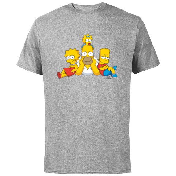 The Simpsons Homer Lisa Bart and Maggie Portrait - Short Sleeve Cotton T-Shirt for Adults - Customized-Athletic Heather