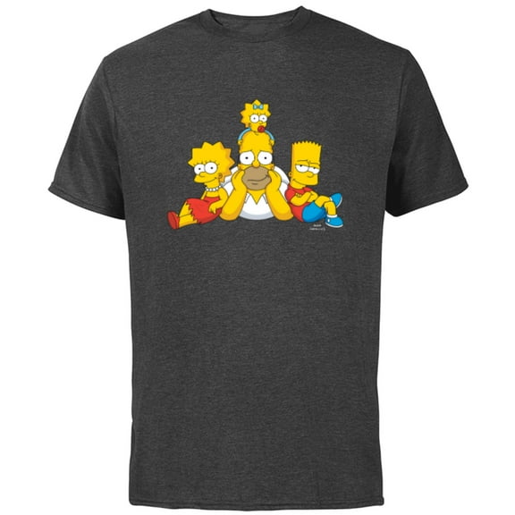 The Simpsons Homer Lisa Bart and Maggie Portrait - Short Sleeve Cotton T-Shirt for Adults - Customized-Charcoal