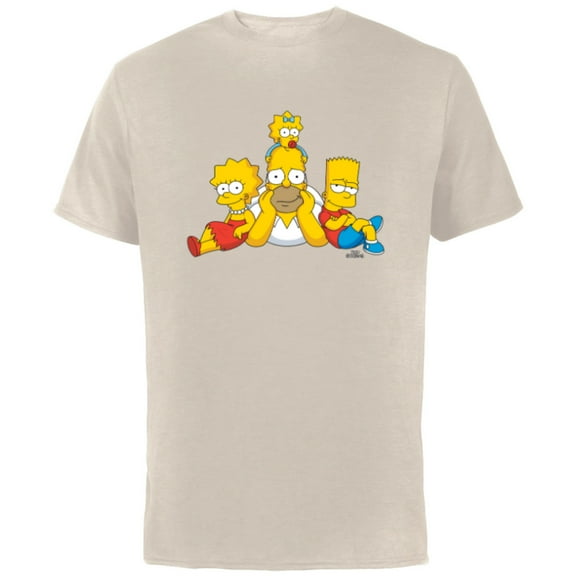The Simpsons Homer Lisa Bart and Maggie Portrait - Short Sleeve Cotton T-Shirt for Adults - Customized-Natural