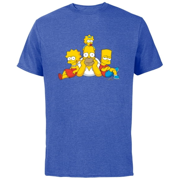 The Simpsons Homer Lisa Bart and Maggie Portrait - Short Sleeve Cotton T-Shirt for Adults - Customized-Royal Heather