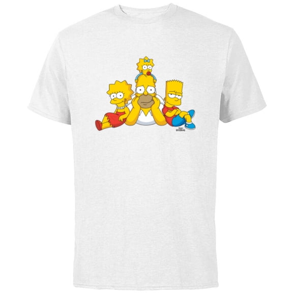 The Simpsons Homer Lisa Bart and Maggie Portrait - Short Sleeve Cotton T-Shirt for Adults - Customized-White