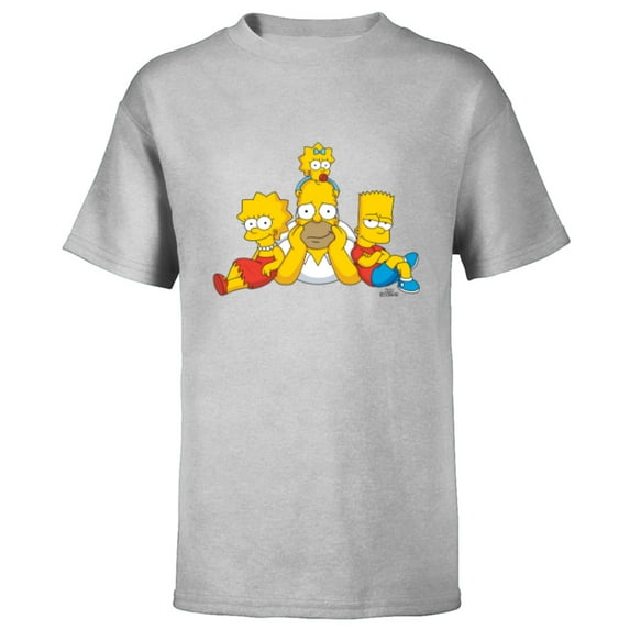 The Simpsons Homer Lisa Bart and Maggie Portrait - Short Sleeve T-Shirt for Kids - Customized-Athletic Heather