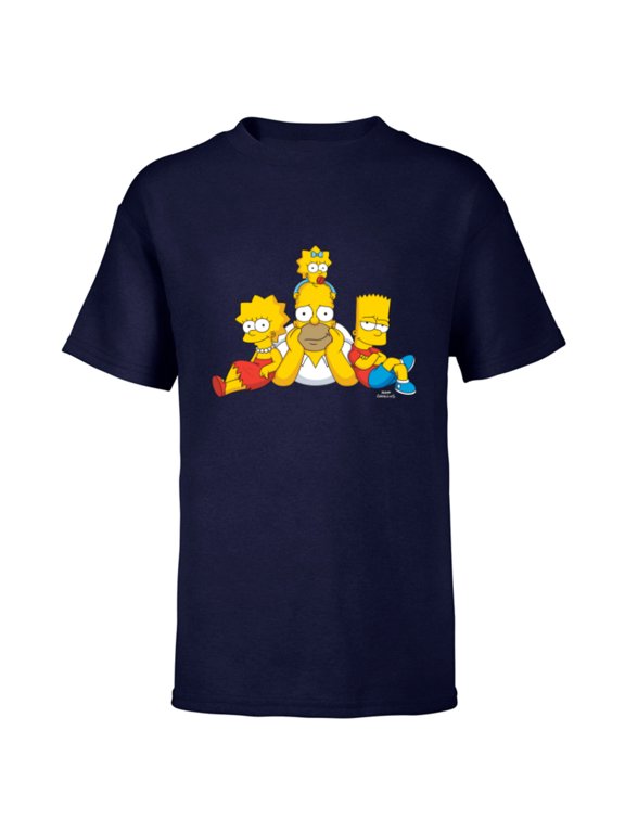Homer Lisa Bart and Maggie Portrait - Short Sleeve T-Shirt for Kids - Customized-Navy