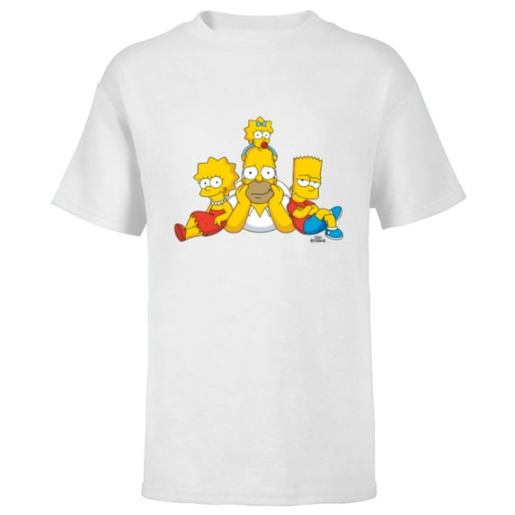 The Simpsons Homer Lisa Bart and Maggie Portrait - Short Sleeve T-Shirt for Kids - Customized-White
